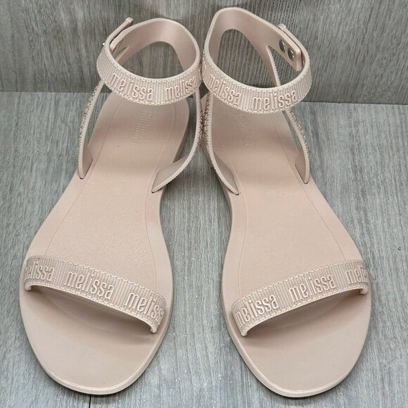 Melissa Sandals Womens Sz 5 M Lover Strappy Flats Vegan Synthetic Beige - Picture 3 of 12